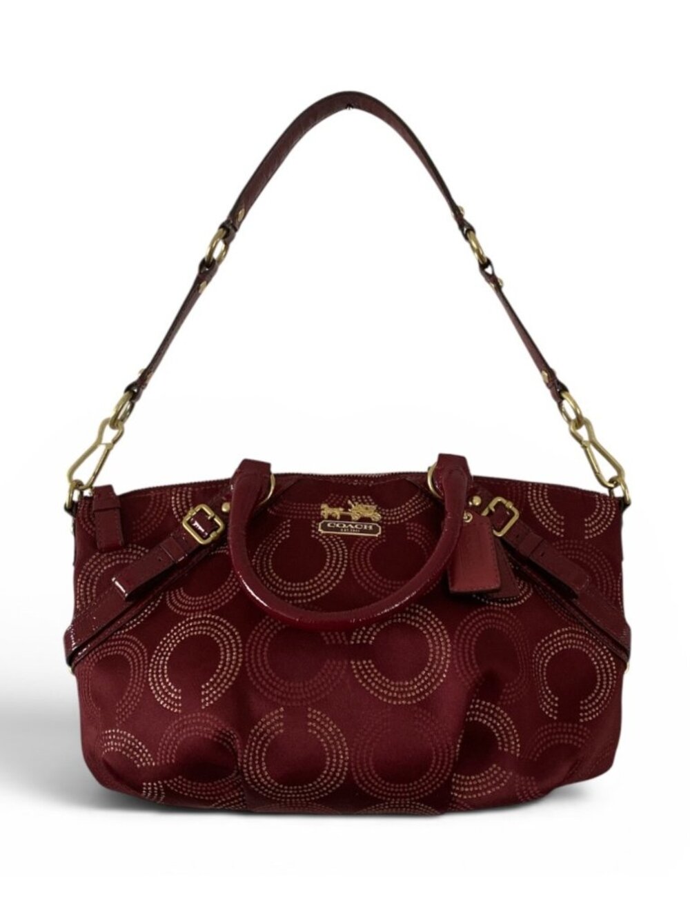 Coach Madison Dotted OP Art Signature C Sophia Satchel Crimson Dust Bag 15939 - Picture 7 of 12